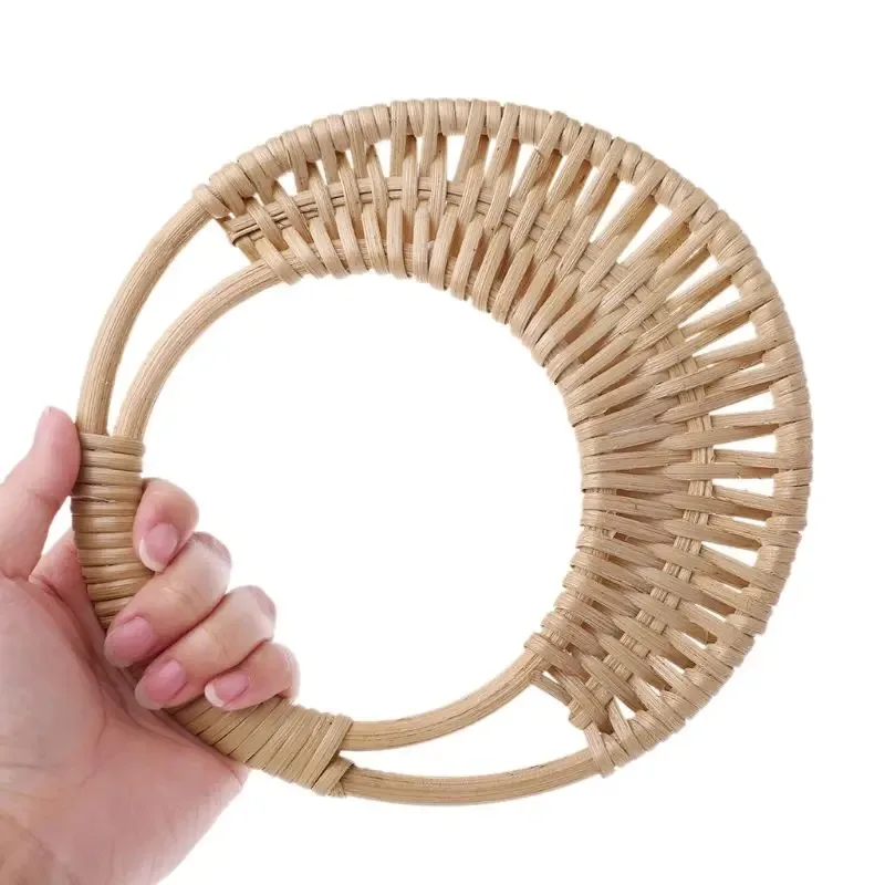 17cm doğa Rattan çanta çanta kolu bambu çanta askı değiştirilen sapanlar çanta DIY bagaj ahşap aksesuarları toptan