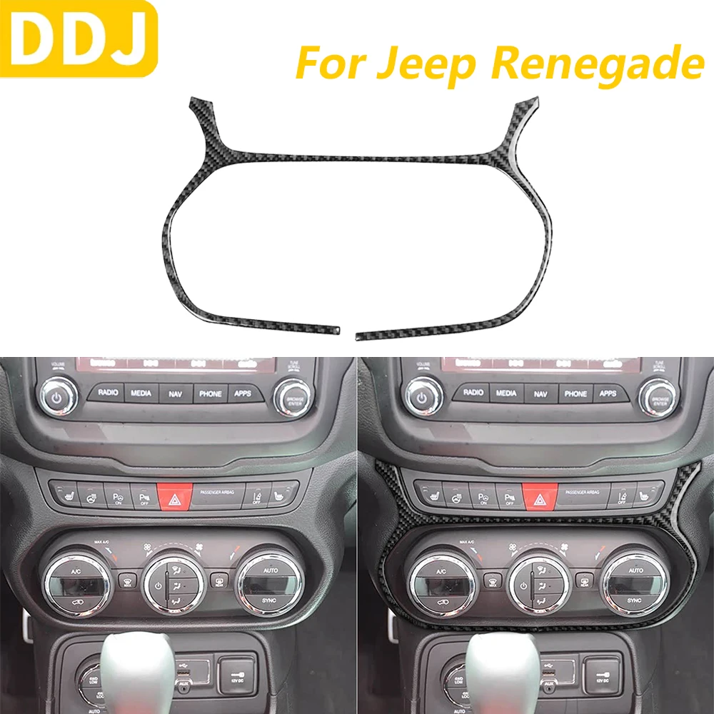 

For Jeep Renegade 2014-2023 Real Carbon Fiber Central Control Air conditioning External Frame Trim Cover Car Accessories Sticker