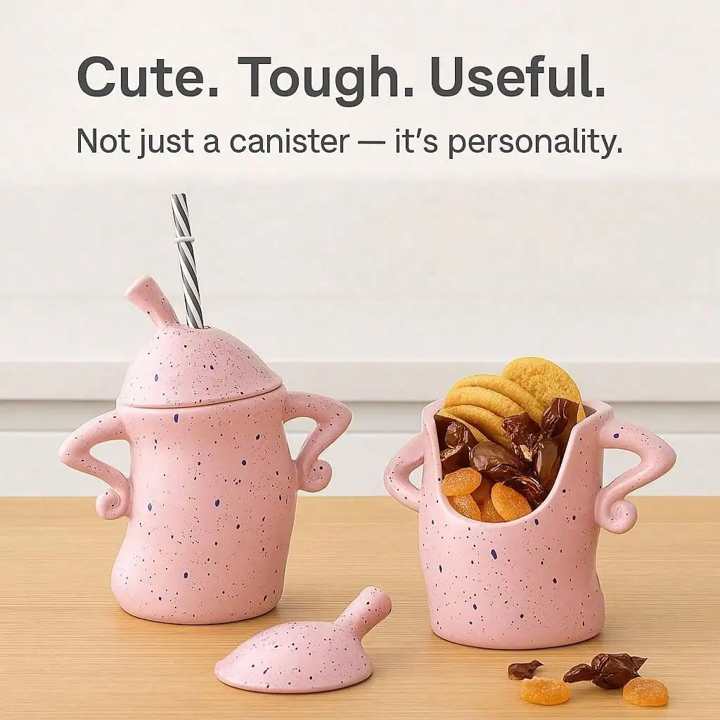 Halloween Ceramic Storage Jar | Quirky Desktop Food Container | Convenient Candy & Snack Holder