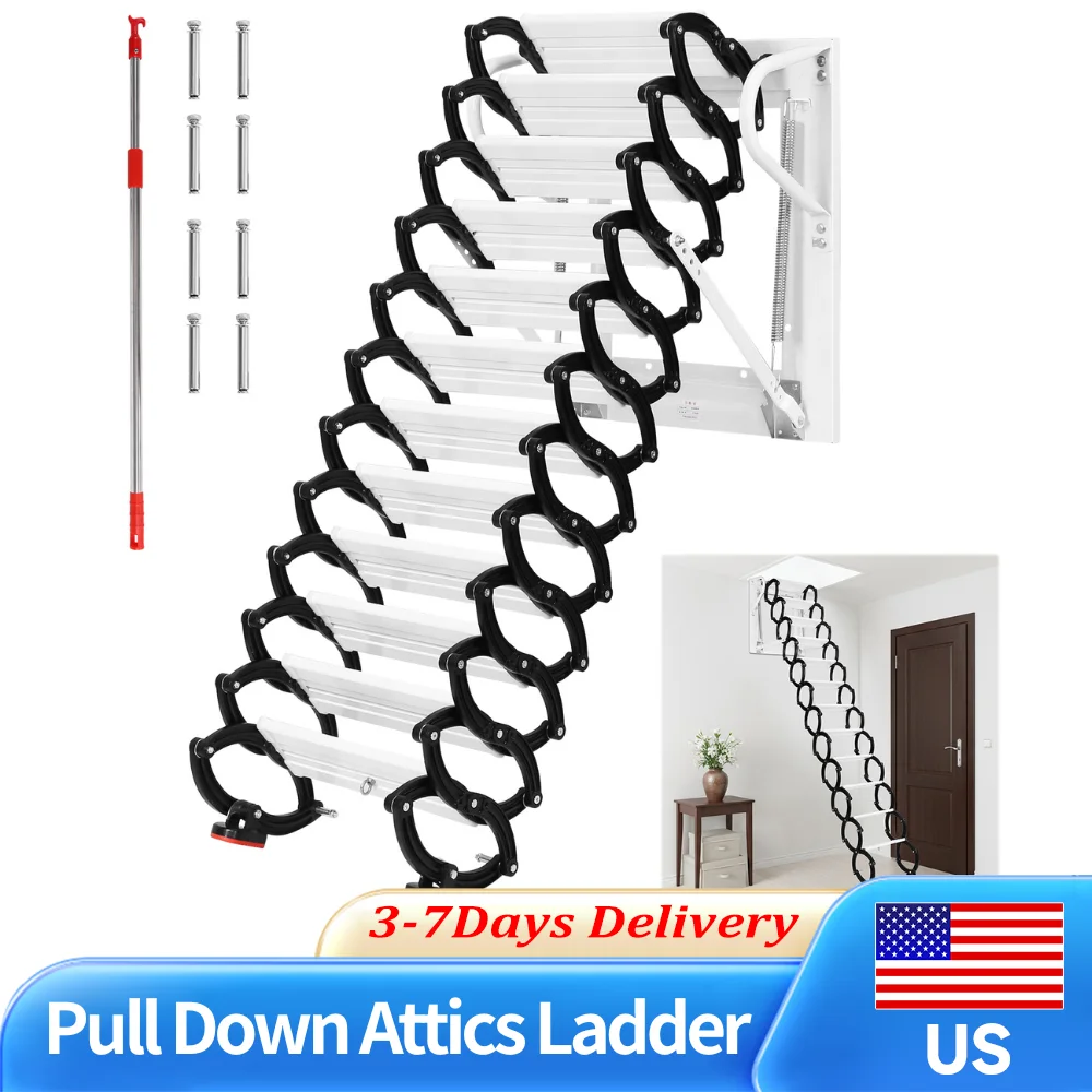 

Автоматическая электрическая складная лестница для чердака, невидимая потолочная лестница из алюминиевого сплава, телескопическая лестница для дома, гаража, склада