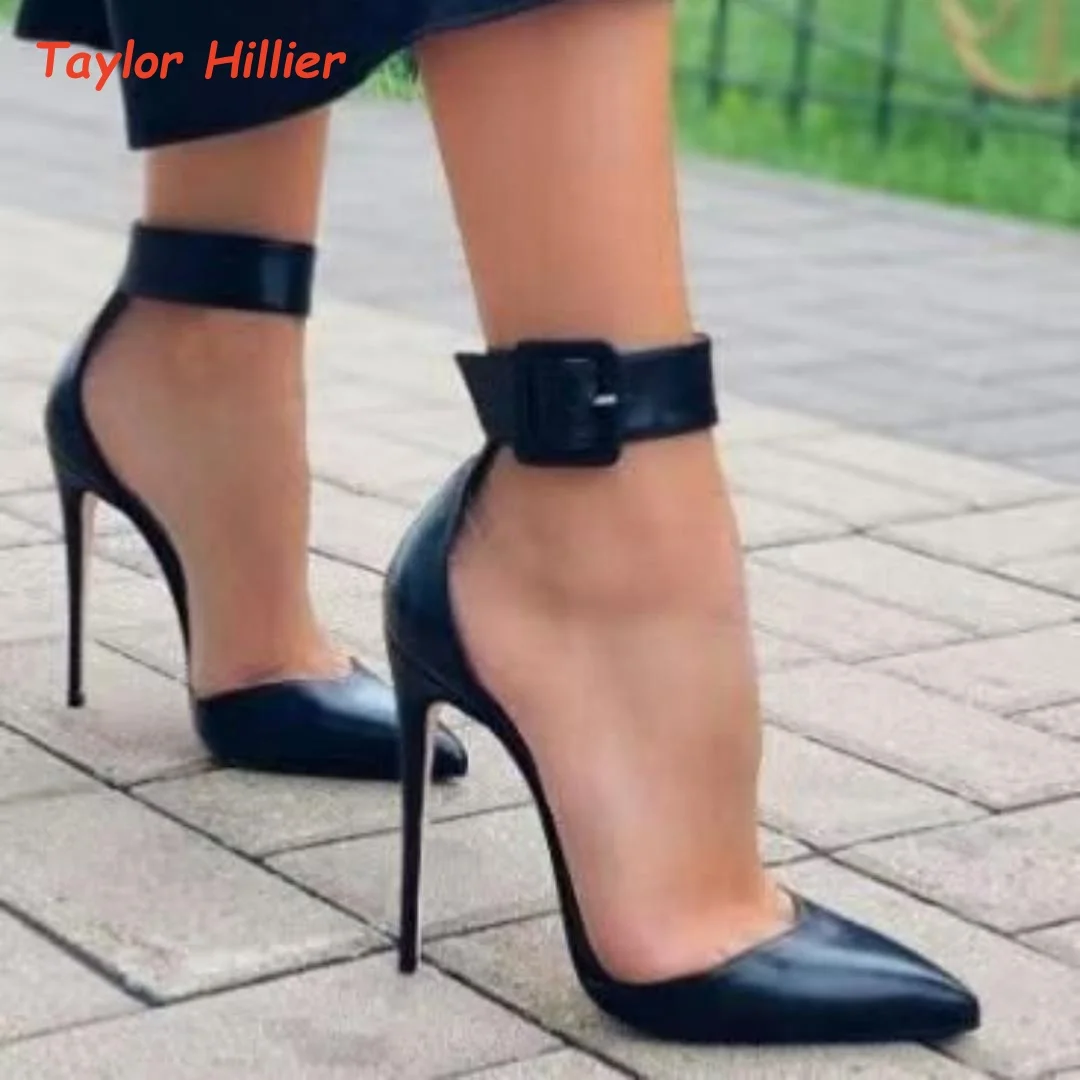 Women Pointed Toe Stiletto High Heels Ankle Strap Buckle Pumps Solid Color Slip Resistant Dress Party Wedding Shoes Multi Colors