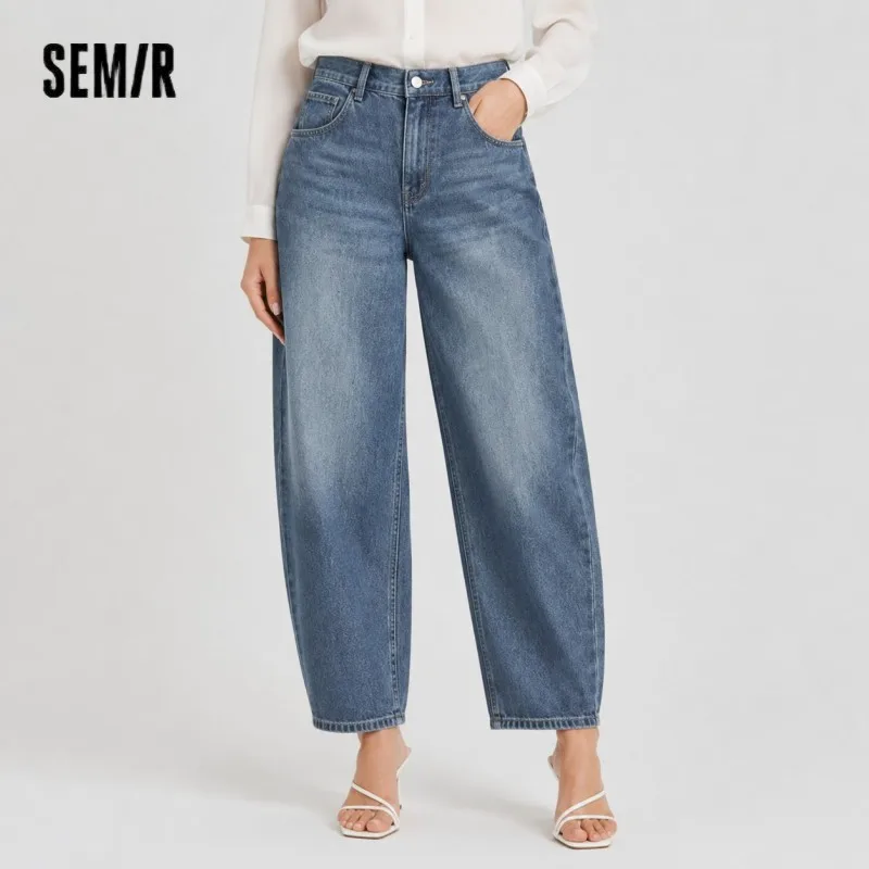 Semir Vintage Jeans Donna 2026 Primavera Distressed Sciolto Lama Curva Lyocell Blend Pantaloni Lunghi Casual Retro