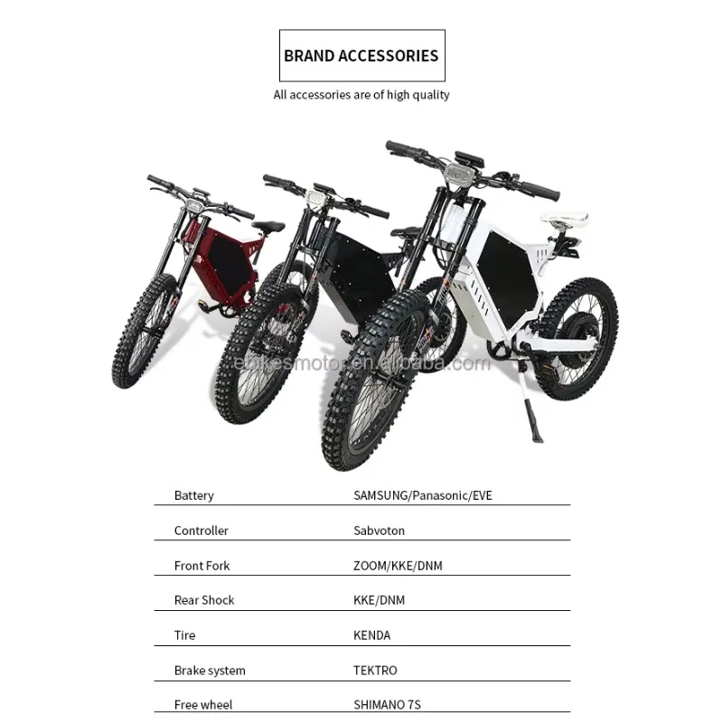 Modification Adult Full Suspension Enduro Electric Mountain Bike with 3000W-8000W Power Single Speed Lithium Battery & Smart Con