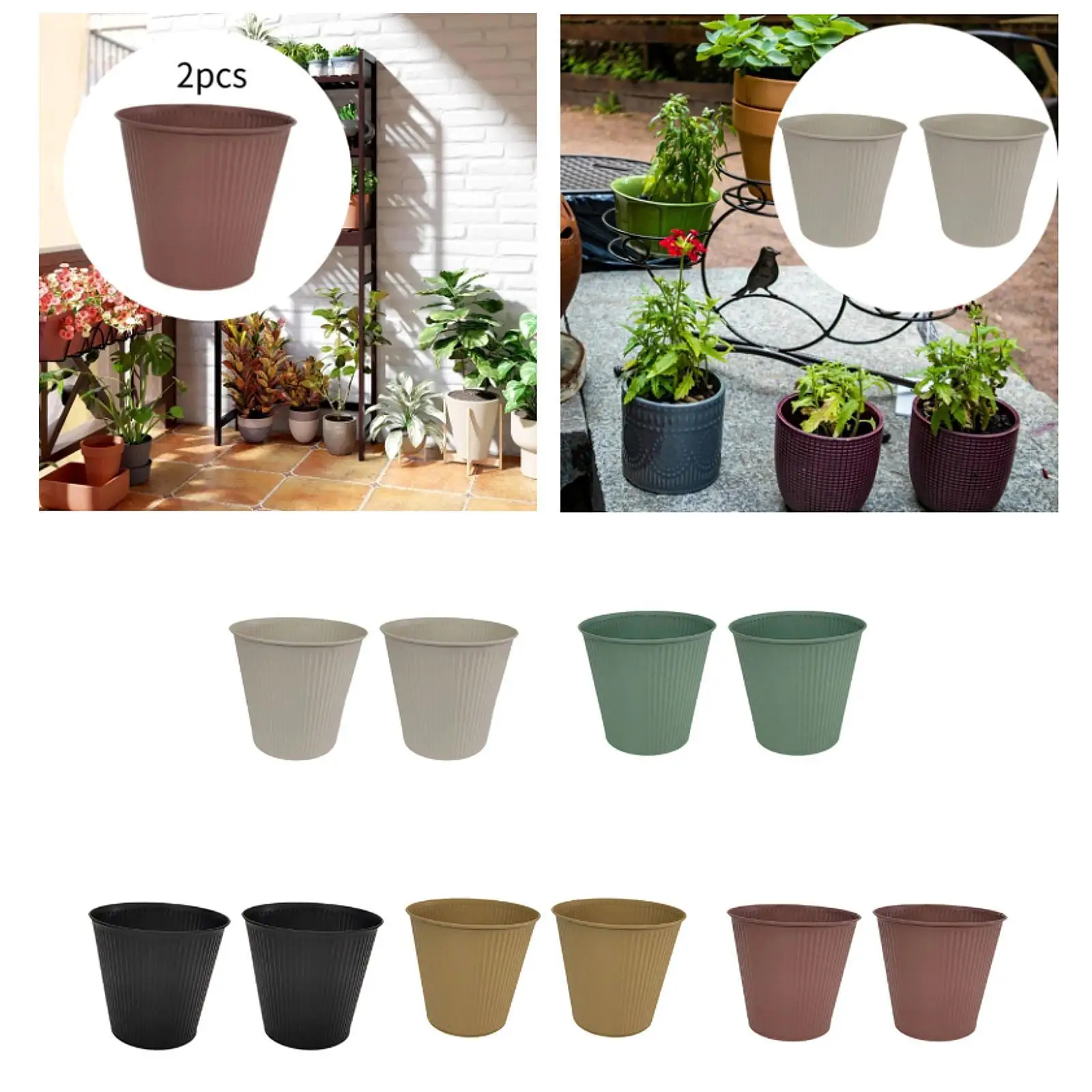 2Pcs Flower Buckets Indoor Plants Gift Decorative Statue Flower Pots Plant Pot for Desktop Office Table Centerpiece Kitchen Home
