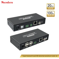 100M USB2.0 Extender 4 Port USB 2.0 Hub Over Cat 5e/6 Fiber Extension 20KM RJ45 USB Transmitter Receiver Kit for Mouse keyboard