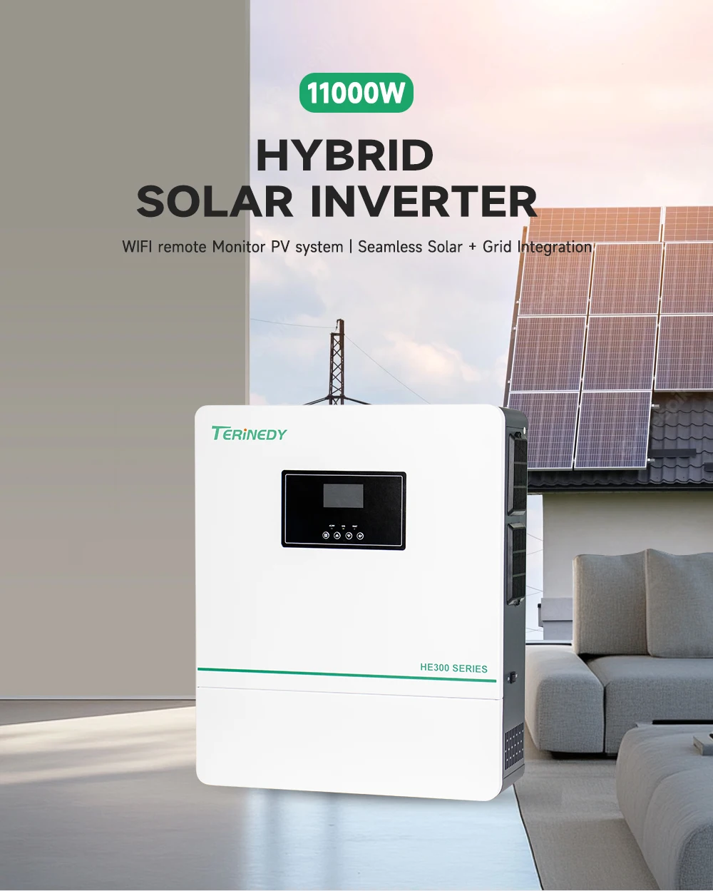 11000w 48v Hybrid Solar Inverter Pure Sine Wave Single-phase Household Power System Solve the Problem of Electricity Usage