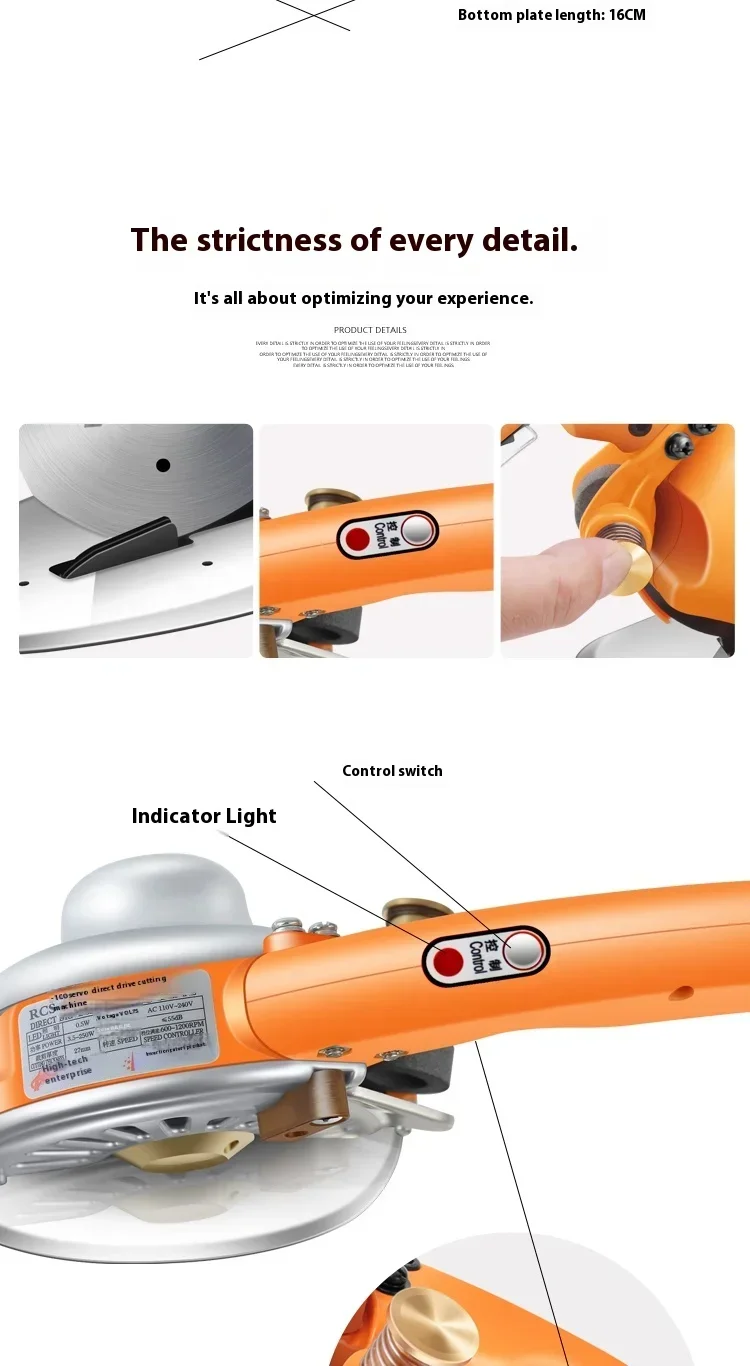 Industrielle Elektrische Schere Handheld Runde Klinge 220V Schneiden Tuch Maschine Stille Servo Direkt Antrieb Elektrische Runde Messer – Detail 12