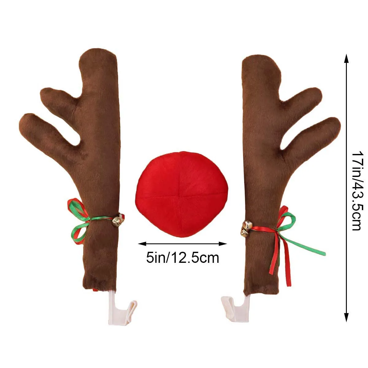 قرون سيارة متينة مع تصميم رائع للأنف، مجموعة زينة عيد الميلاد للمركبات، سهلة التثبيت، لا حاجة لأدوات