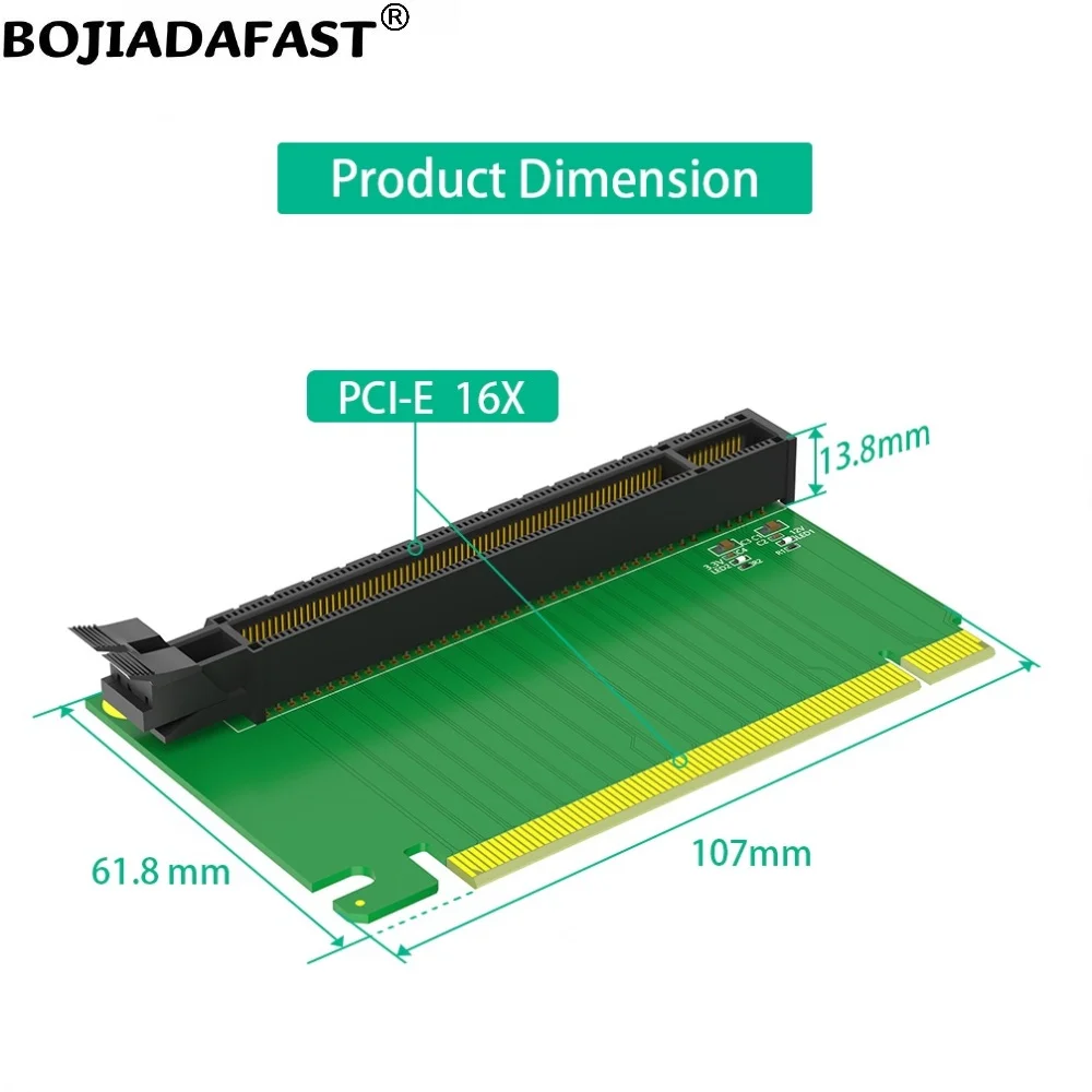 Tarjeta elevadora adaptadora PCI Express 3,0 16X a PCI-E X16 inversa de 90 grados para caja de servidor 2U (CPU de remolque de dirección de instalación)