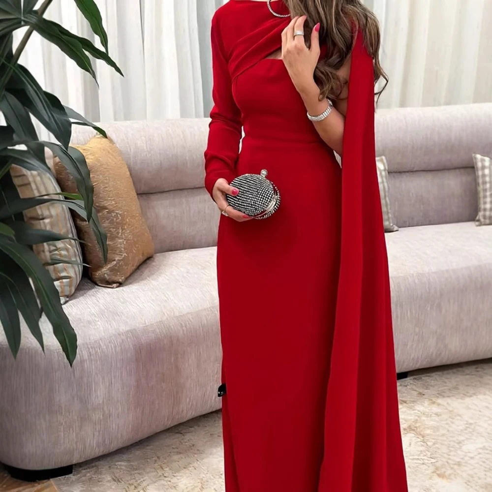 Vestidos rojos para mujer, vestidos sexis de un solo hombro con envoltura de cadera de Oriente Medio, vestidos de fiesta de noche formales con recortes simples