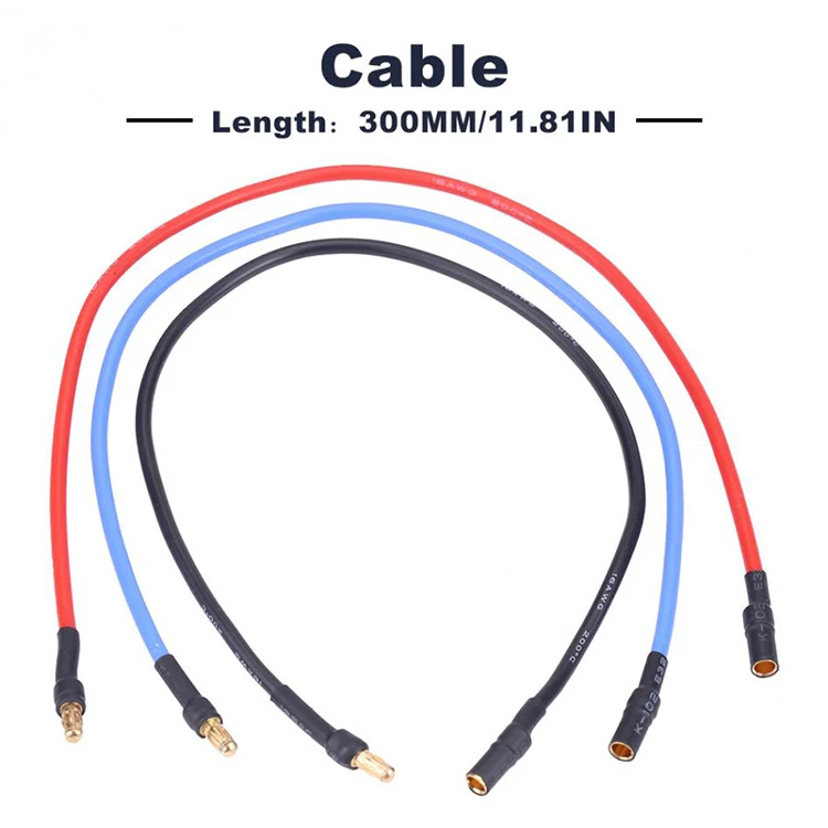 30PCS 16AWG 300mm Banana Plug Extension Wires 3.5mm Gold-Plated Bullet Connector Plastic For RC Airplane Drone Brushless Motor E