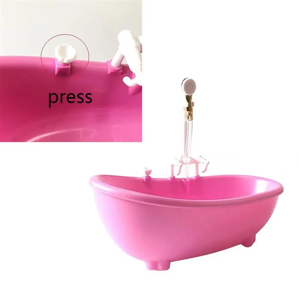 Juguetes de baño para niños con agua pulverizada, muebles de casa de muñecas, bañera de plástico, miniaturas eléctricas a escala 1:6, accesorios para muñecas