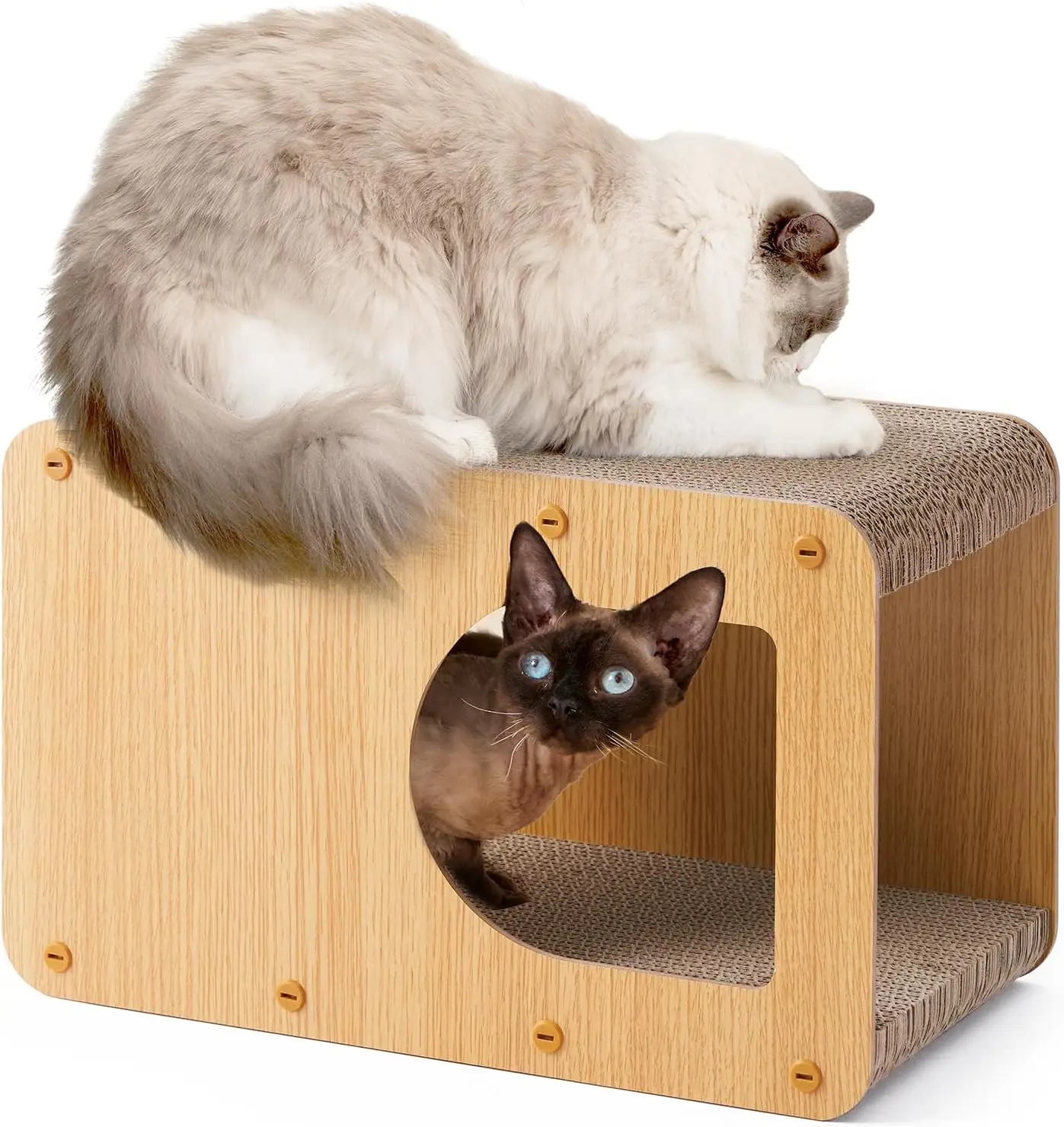 

17-Inch Corrugated Cat Scratcher House, Durable Cardboard Scratching Pad for Indoor Cats, Brown