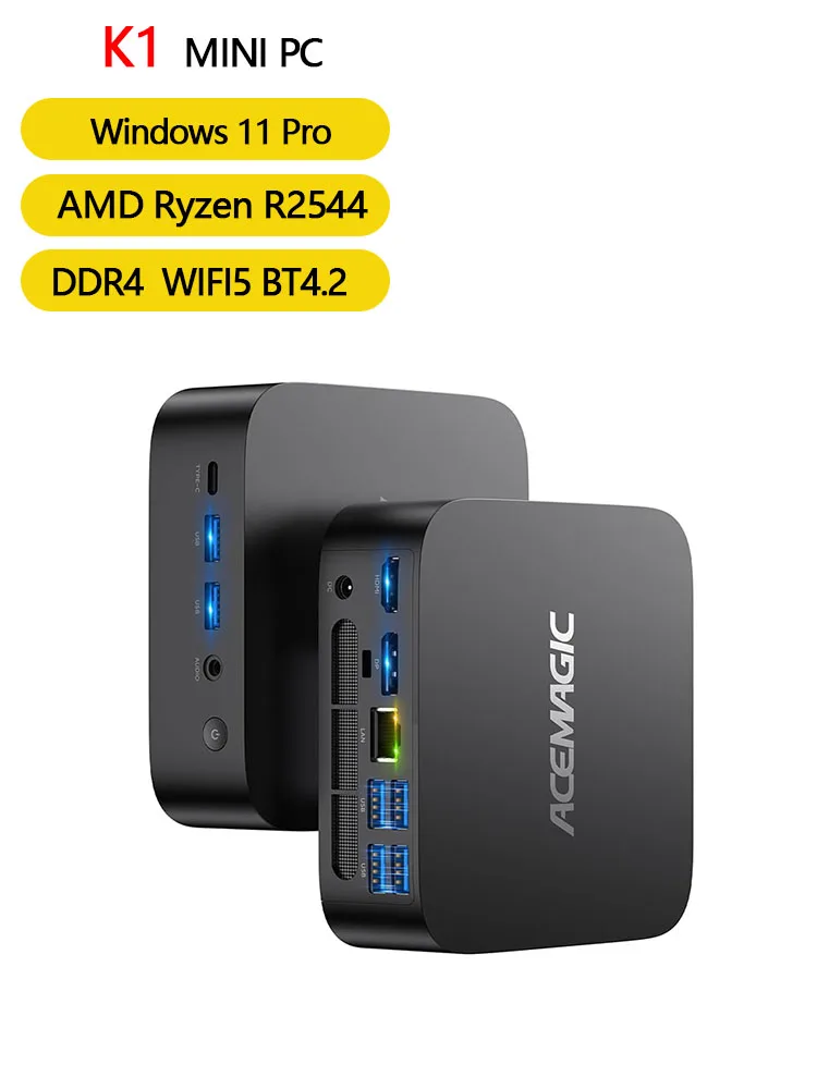 ACEMAGIC K1 Mini-PC AMD Ryzen R2544 Prozessor 16GB DDR4 RAM 512GB M.2 SSD Mini-Computer 11 Pro Dual 4K UHD Mini-Desktop-PC