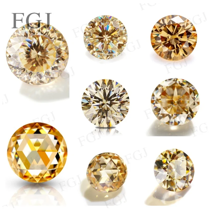 

Муассанит различных огранок, круглый драгоценный камень цвета шампанского, свободный камень, розовая огранка/бусины европейской огранки для изготовления ювелирных изделий своими руками и индивидуальный дизайн