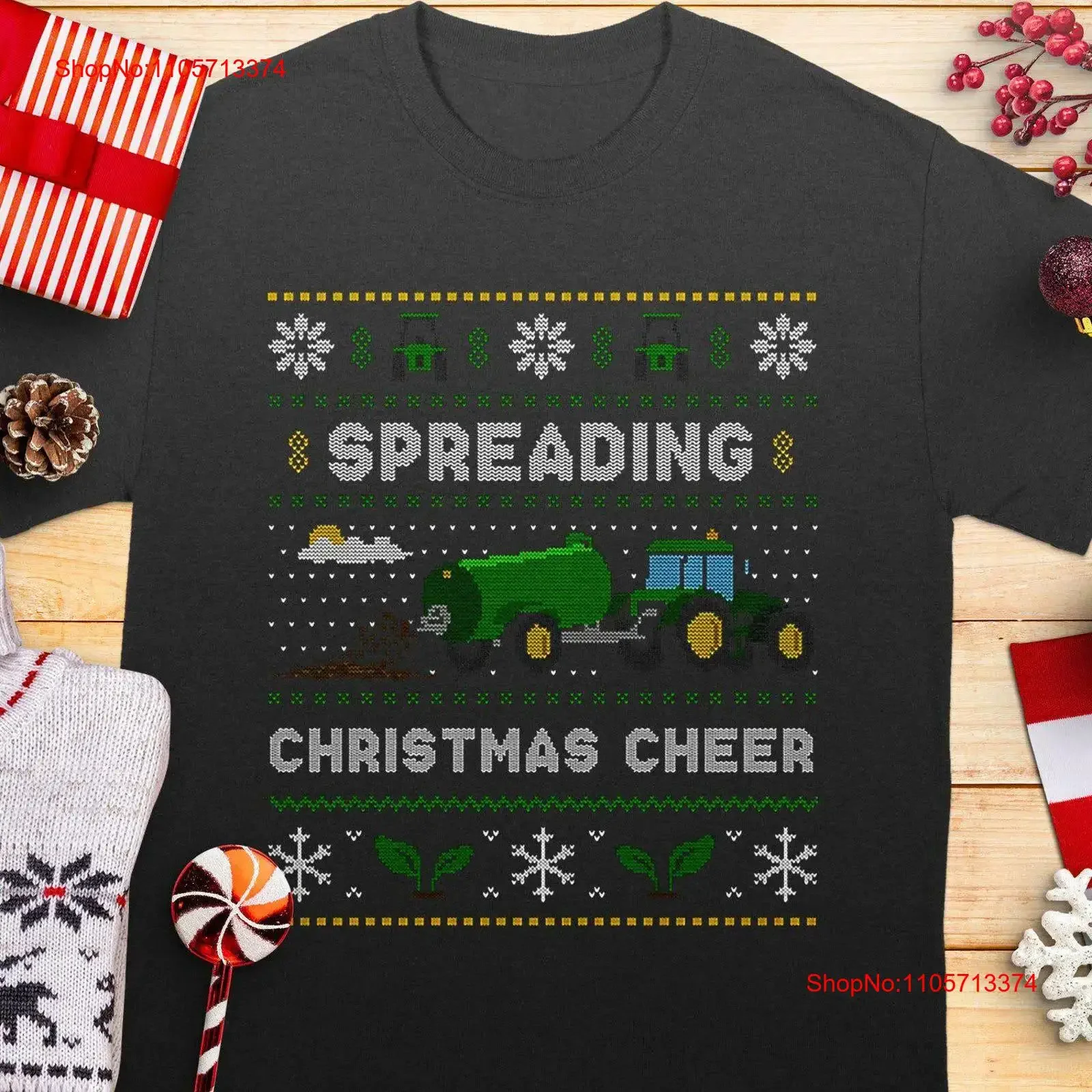 Ugly Christmas Tractor T Shirt Spreading Cheer for Holiday Fun Festive Farm Idea vintage Washed graphic homme Unisex