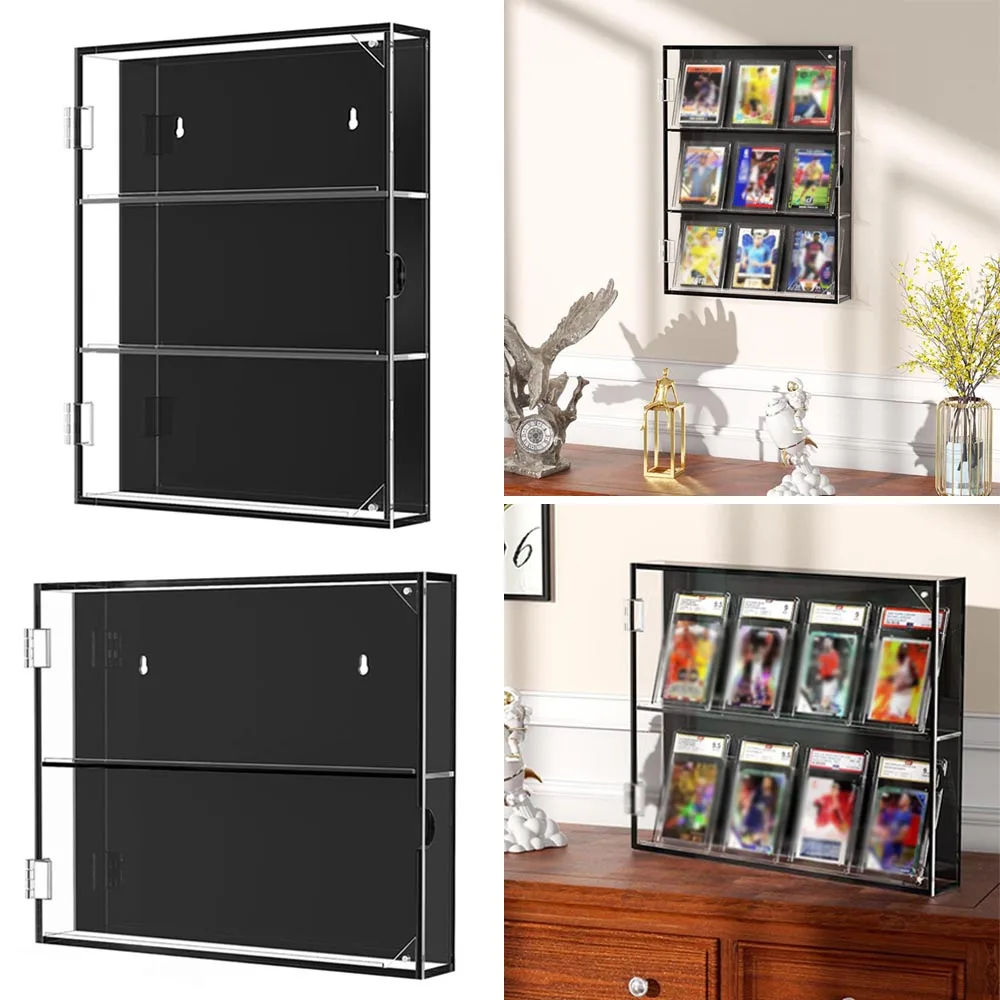 Wall Display Case for Collectible Sports Cards Delicate Acrylic Frame Mini Sculpture Dolls Display Shelf Toy Organizer Storage