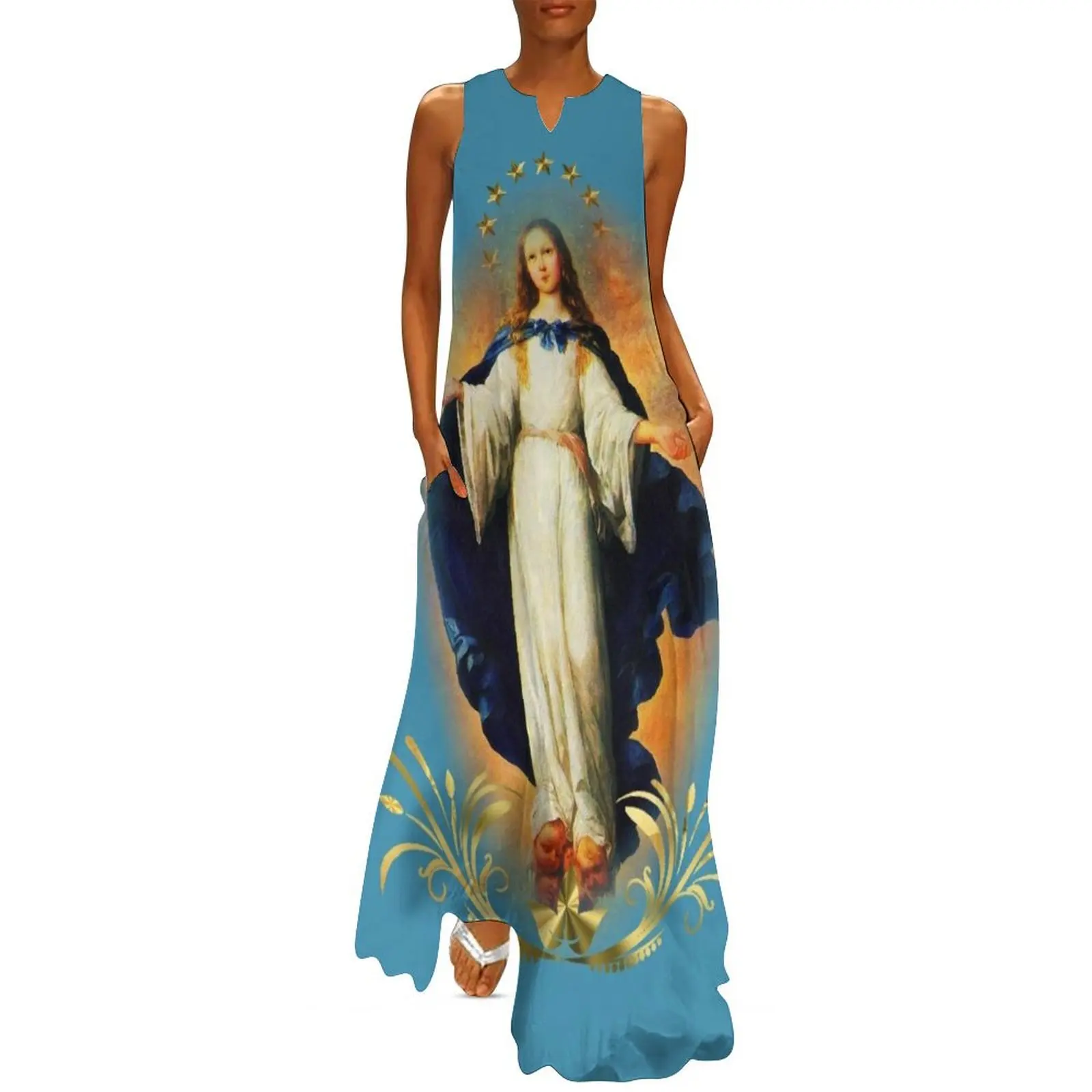 

Immaculate Conception Assumption Virgin Mary Nicaragua Patron Saint Long Dress women's fashion dresses Dress