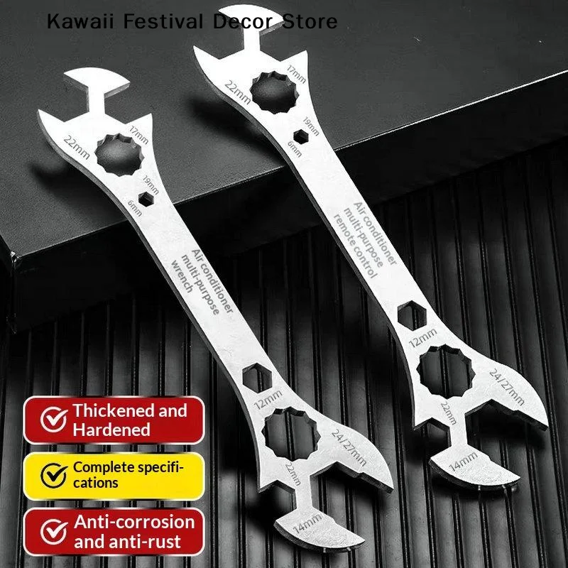 【K】1Pcs Multi-Function Double-End Fixed Wrench Multifunctional Air Conditioner Open End Wrench Ultra-thin Flat Wrench Tool