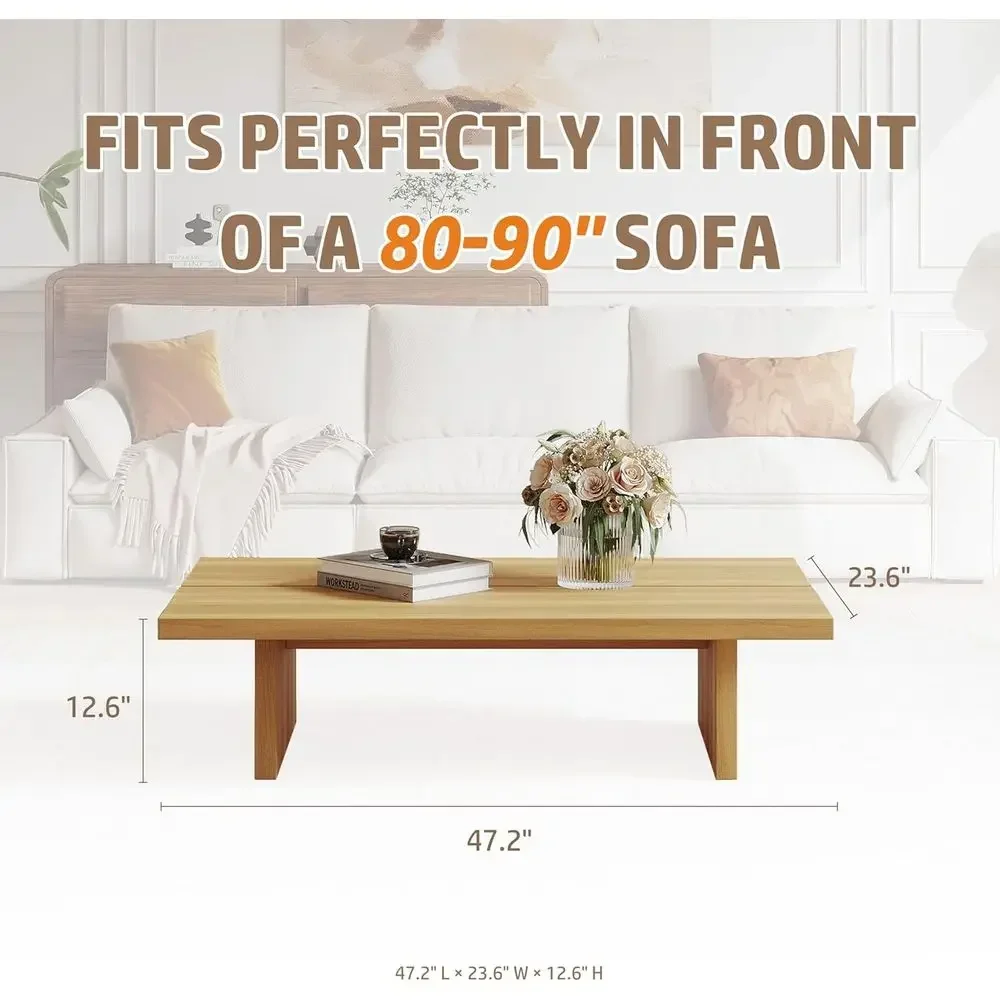 Light Wood Living Room Table, Natural Wooden Centerpiece, Japanese-Style Tea Table for Home Office