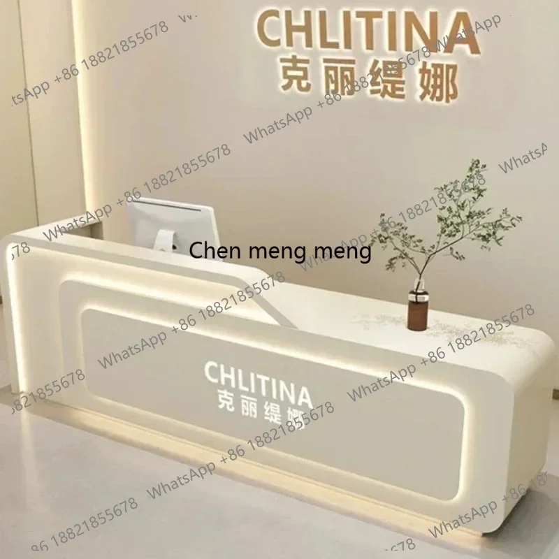 G153 Front Desk Hair Salon Reception  Salon Wood Reception Motion table Counter pulpit For Church Desk With Storage 150CM Furnit