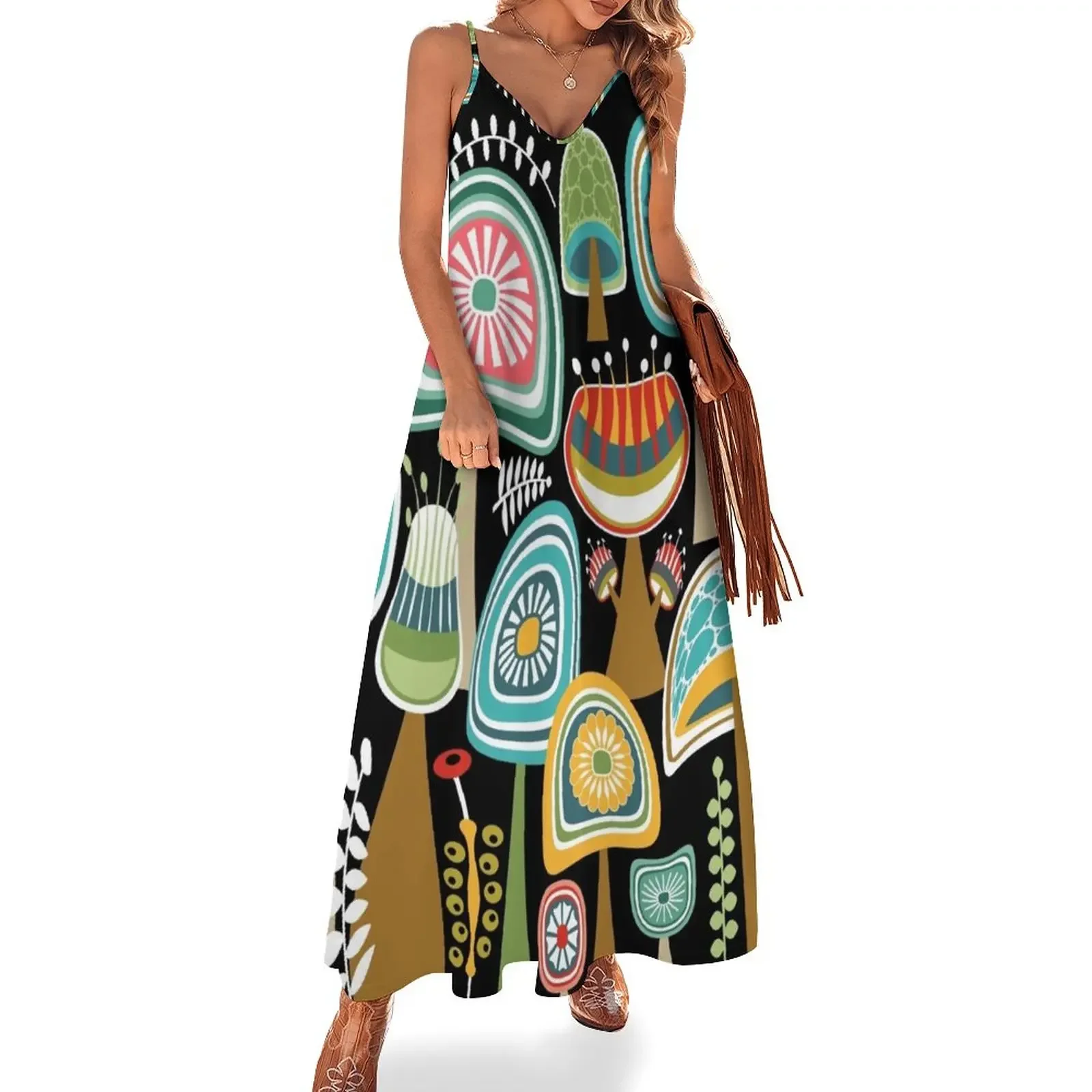 

Colorful Mid Century Modern Mushrooms // Large Scale Sleeveless Dress dresses for women 2025 dress korean style