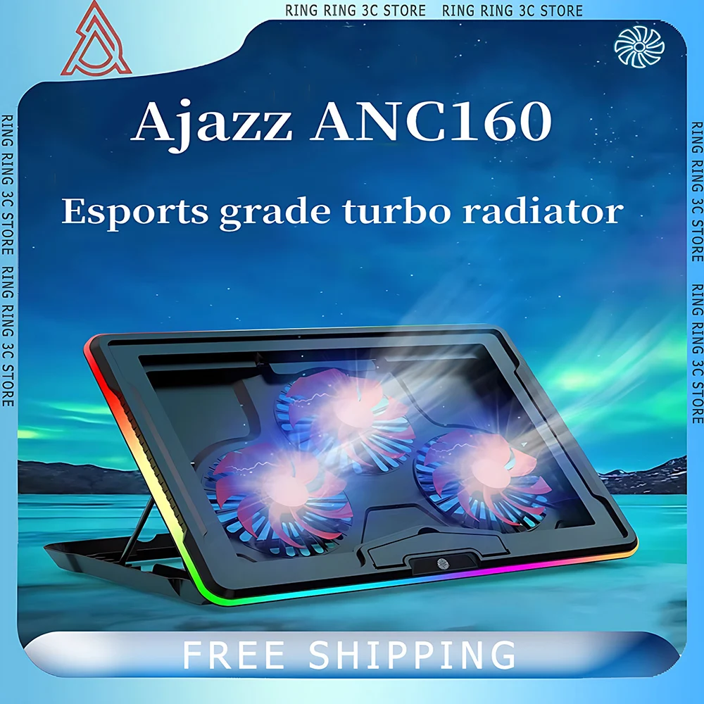 Ajazz ANC160 Gaming Laptop Cooler 3 Fans 2USB Ports With RGB Light Laptop Cooling Pad Esports grade turbo radiator  Cooler Stand