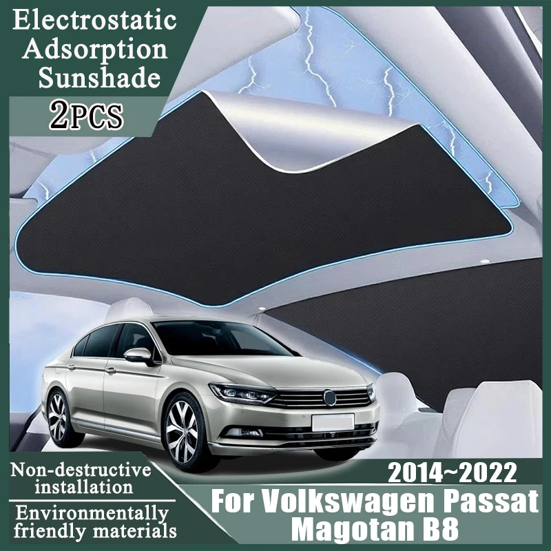 

Электростатическая адсорбционная наклейка для Volkswagen Passat Magotan B8 2014 ~ 2022 2018, автомобильный люк, замшевый силиконовый солнцезащитный козырек, аксессуары