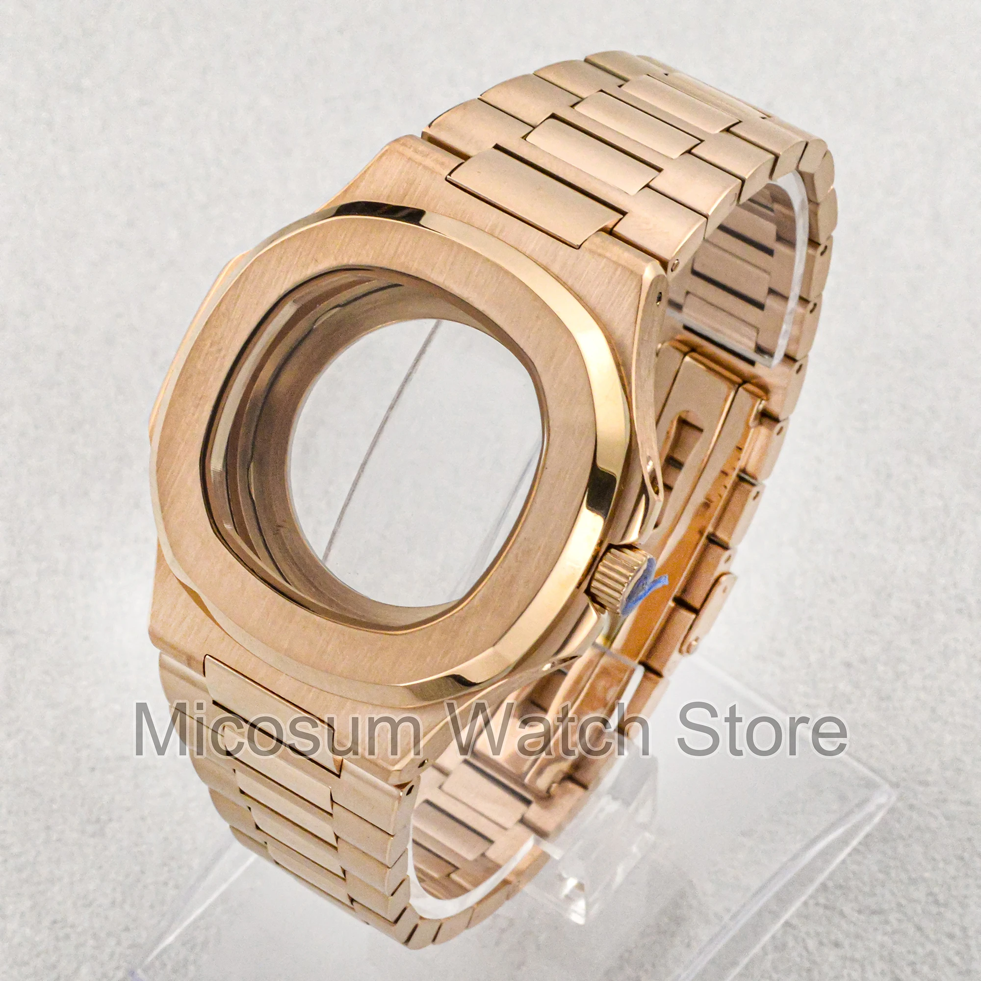 41mm oro rosa cassa dell'orologio cinturino cinturino acciaio zaffiro vetro misura NH35 NH36 NH38 movimento meccanico parti dell'orologio accessorio mod