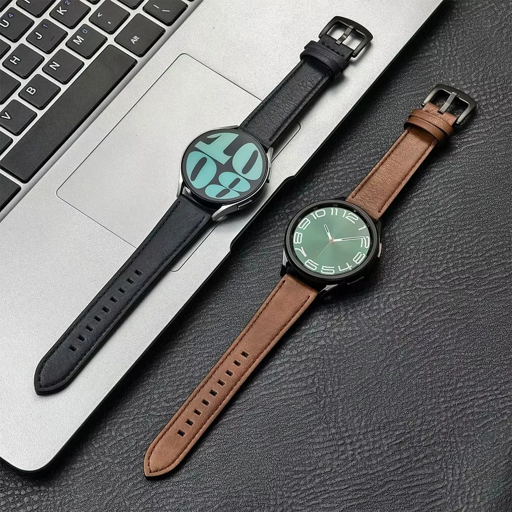 20mm 22mm Leather Strap for Redmi Watch 5/3Active Lite Soft Business Wristband Strap for Samsung Galaxy Watch 7 6 5 4 Classic image 3