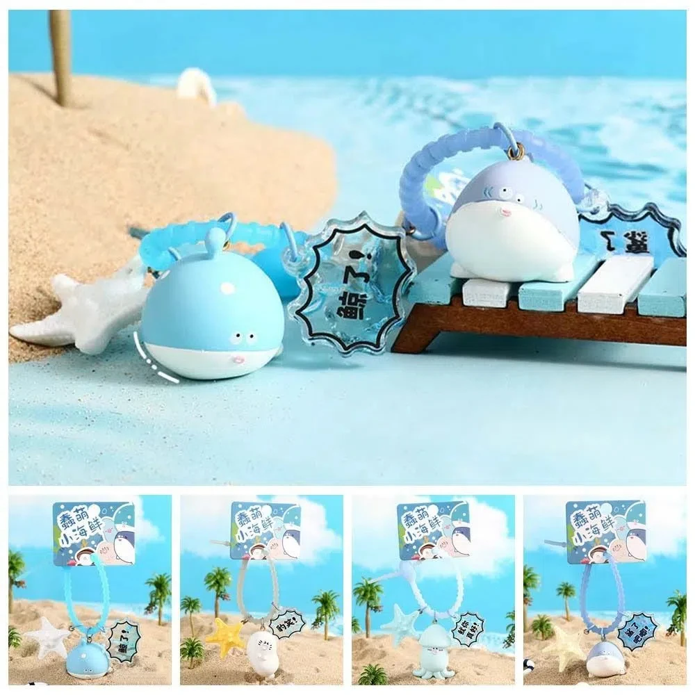 2 Styles Bag Pendant Shark Ocean Fish Key Chain Whale Squid Ocean Dolls Pendant Cartoon Animals Seafood Car Keyring Birthday