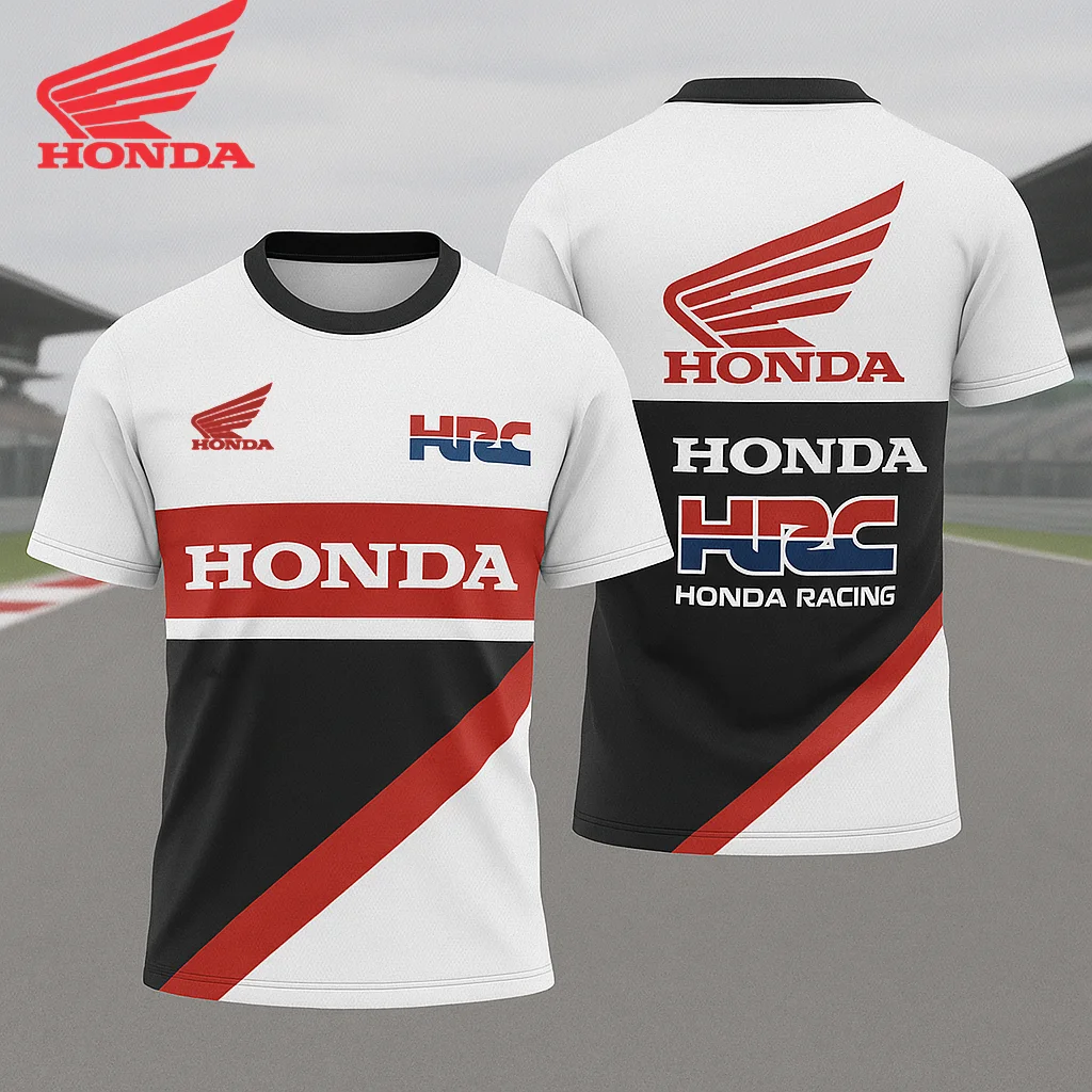 تي شيرت صيفي لسباق Honda HRC للرجال، قميص ركوب الدراجات فتل العرق المسامي، قميص مريح لسباق الدراجات النارية #1