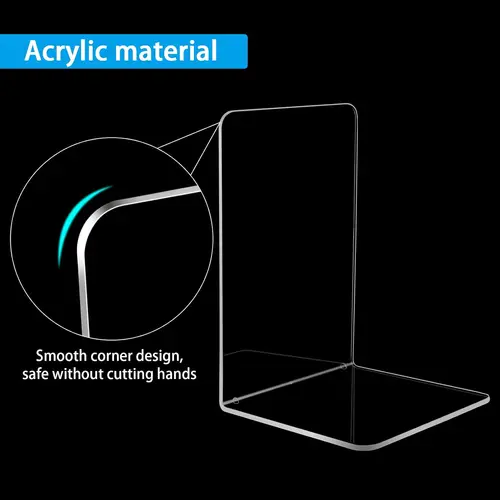 Imagen 2 del producto Extremos de libros de 2 a 8 piezas, sujetalibros, soporte para libros, topper de libros, sujetalibros transparente para estantes, sujetalibros acrílicos para la escuela, biblioteca