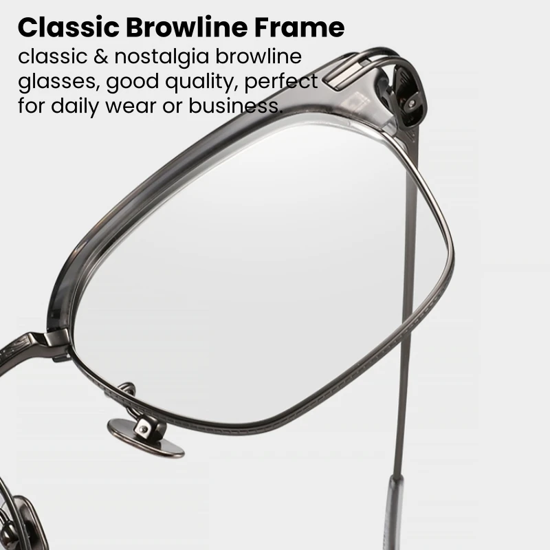 Qonoic-Titanium Square Optical Glasses, Blue Light Blocking Spectacle, Brand Designer, Browline clássico, AT80869