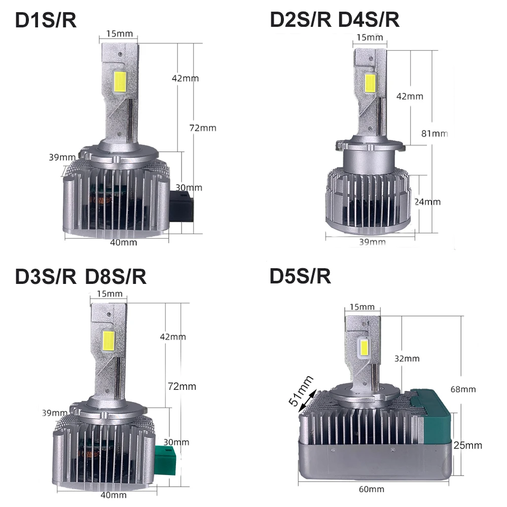 D1S D2S LED Headlights Plug Play Two-sided CSP Chip Super Bright Car Canbus Bulbs Replacement Original Lamp Spotlights D3S D4S