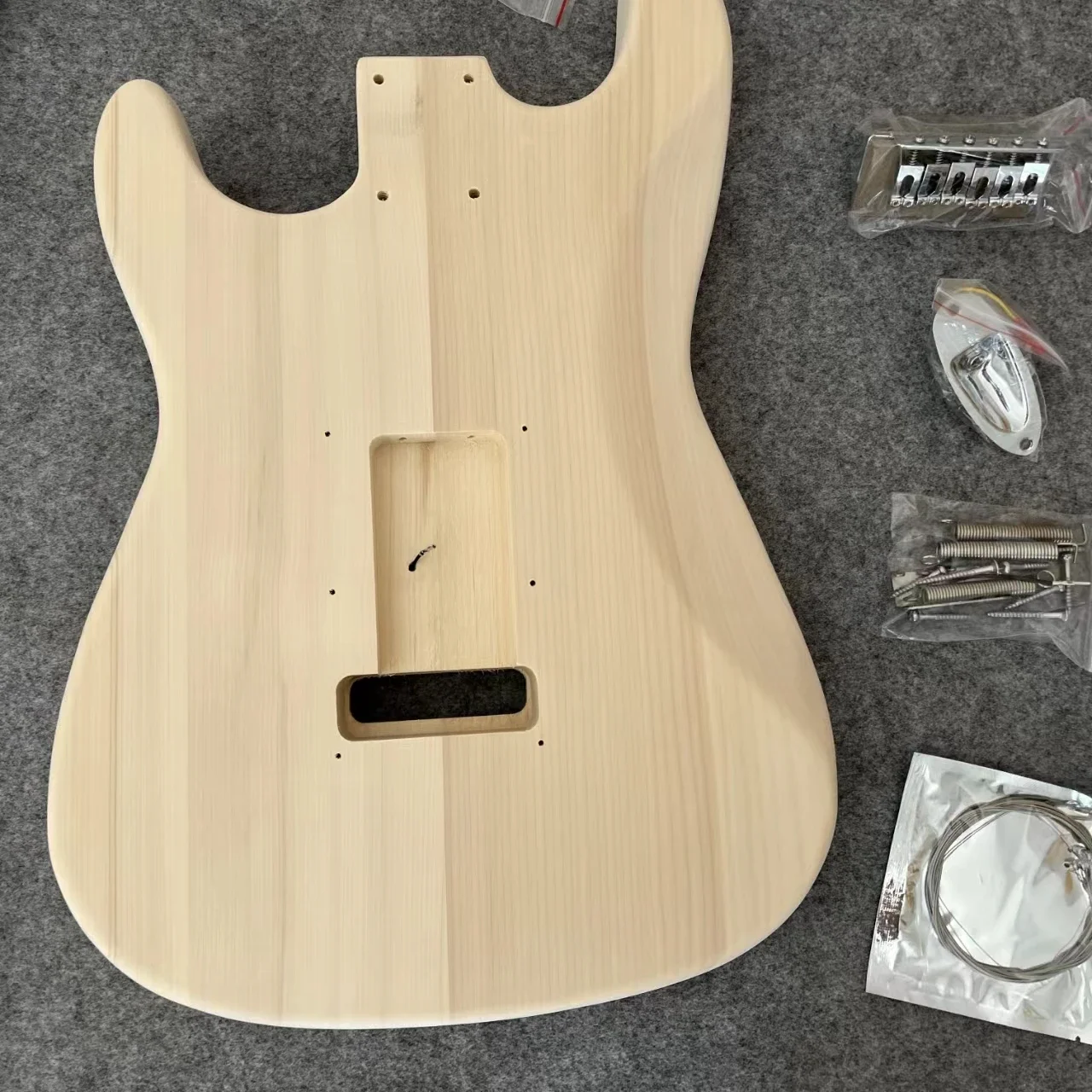 ST Electric Guitar Kit with Water Wave Stripe DIY Unfinished Basswood Body Rosewood Fingerboard Guitarra