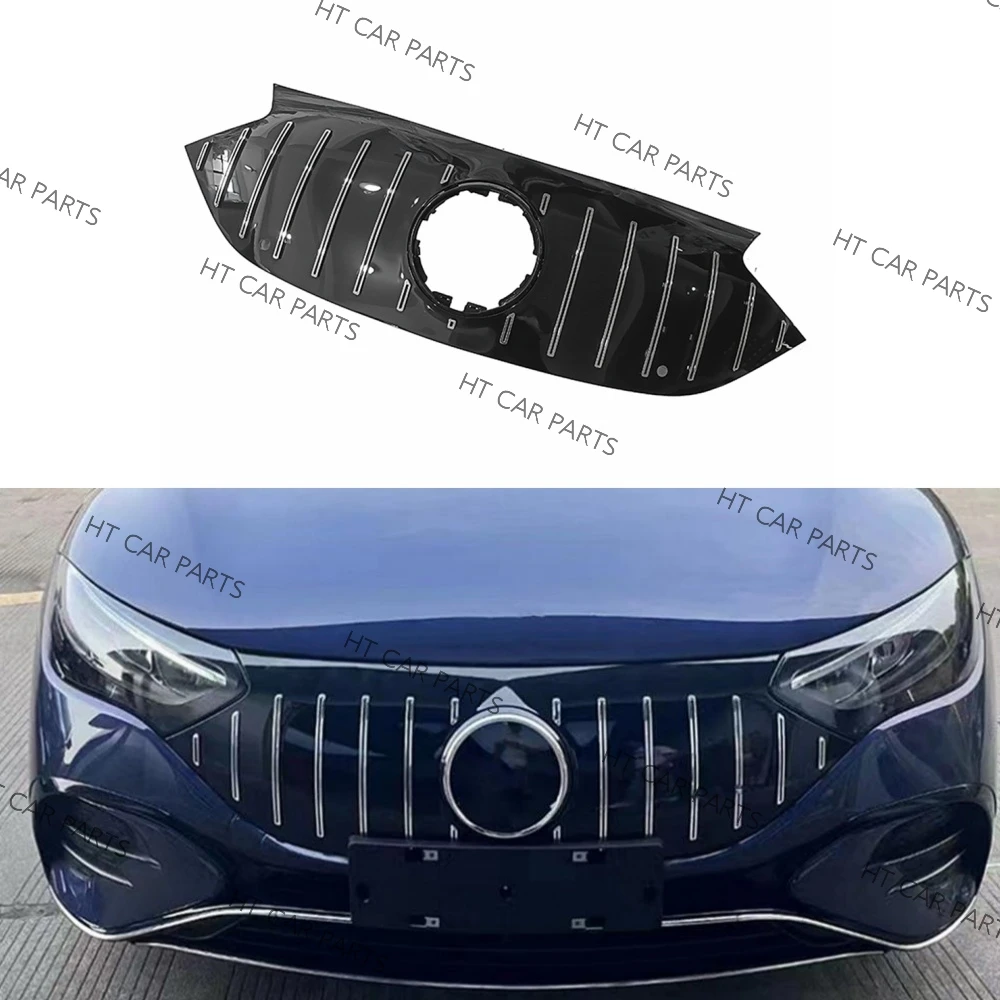 For Mercedes Benz EQE V295 2023-2024 2023 2024 1PCS Black+Silver GT Style of Front Bumper Grille