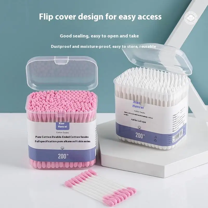 100/200Pcs Double Head Multi-purpose Fluorescent Agent Free Cleaning Tampons Cotton Buds Baby Nursing Supplies Baby Cotton Swab