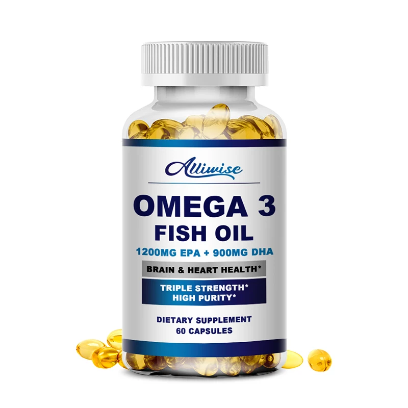 Alliwise Omega 3, капсулы с рыбьим жиром, поддерживающие иммунную систему, здоровье мозга и кожи, здоровье глаз и сердце, ежедневные пищевые добавки