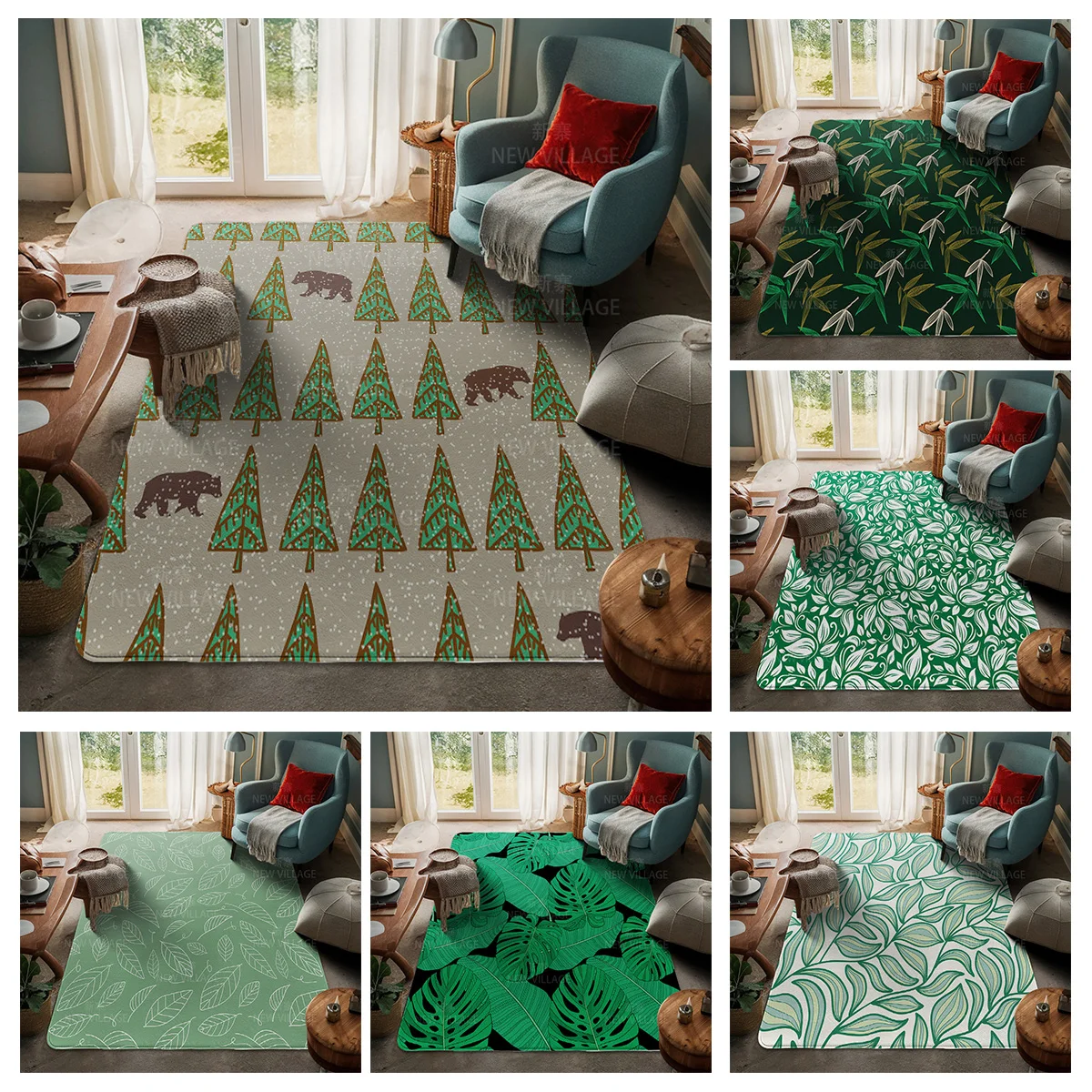 House entrance carpet Home door mat Room Bath Foot bathroom non-slip Kitchen water absorption rugs Modern Nordic boho plant