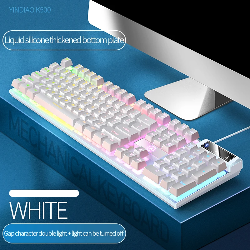 Whxmsh Gaming-Tastatur mit 104-Tasten, kabelgebundene Tastatur, farblich abgestimmt, Hintergrundbeleuchtung, mechanisches Gefühl, Computer-E-Sport-Peripheriegeräte für Desktop-Laptops 9