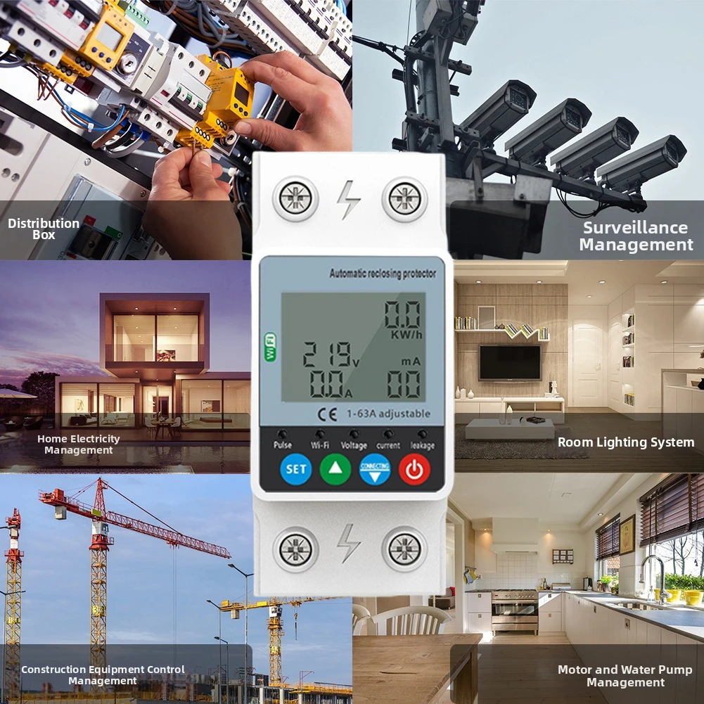 

Умный автоматический выключатель Wi-Fi 63А с мониторингом энергии в реальном времени и защитой от утечки для удаленной защиты электрических систем безопасности