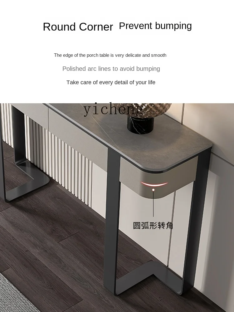 ZK Stone Plate Console Tables Entrance Door Light Luxury Entrance Cabinet Partition Living Room