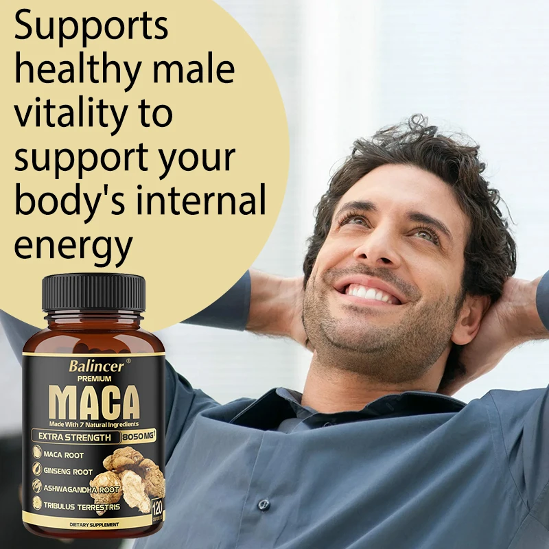 كبسولات جذر الماكا 7 في 1 - مع اشواغاندا، الجينسنغ، شلاجيت والفلفل الأسود، مكمل للطاقة الطبيعية، يدمج العضلات والمزاج #5