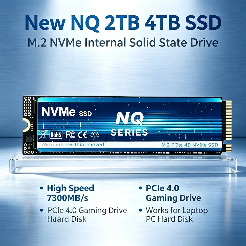New NQ 4TB SSD M.2 NVMe Internal Solid State Drive High Speed 7300MB/s PCIe 4.0 Gaming Drive Works for Laptop PC Hard Disk