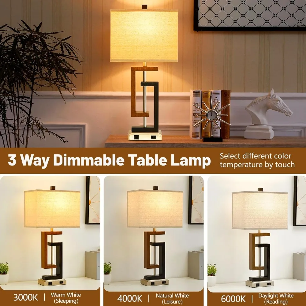 Imagem -02 - Dimmable Touch Control Table Lamp Candeeiros de Cabeceira com tipo Night Stands Way Quarto Conjunto de 2