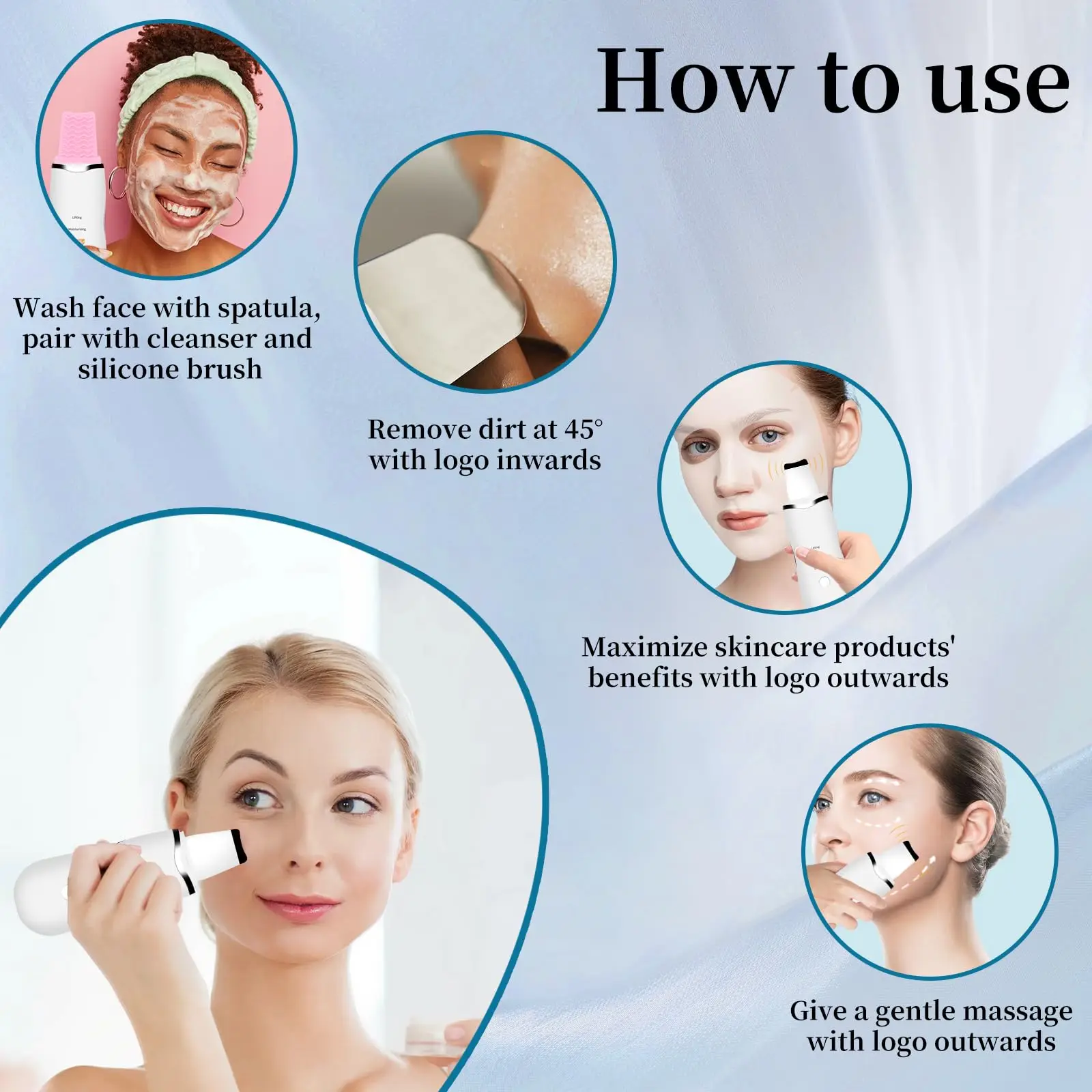 3 modalità di vibrazione Scrubber per la pelle del viso Rimozione di punti neri Detergente per pori del viso Lifting Pulizia profonda Strumento per la pulizia della pelle del viso