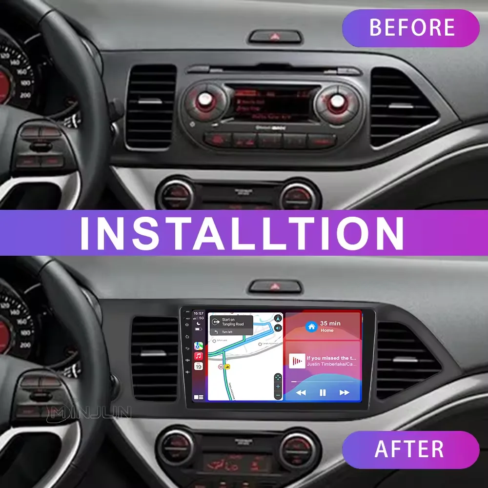 Android 16 Car Radio For Kia Morning 2 picanto 2011 - 2017 Multimedia Navigation Player GPS Stereo DVD Bluetooth 4G WiFi 2din
