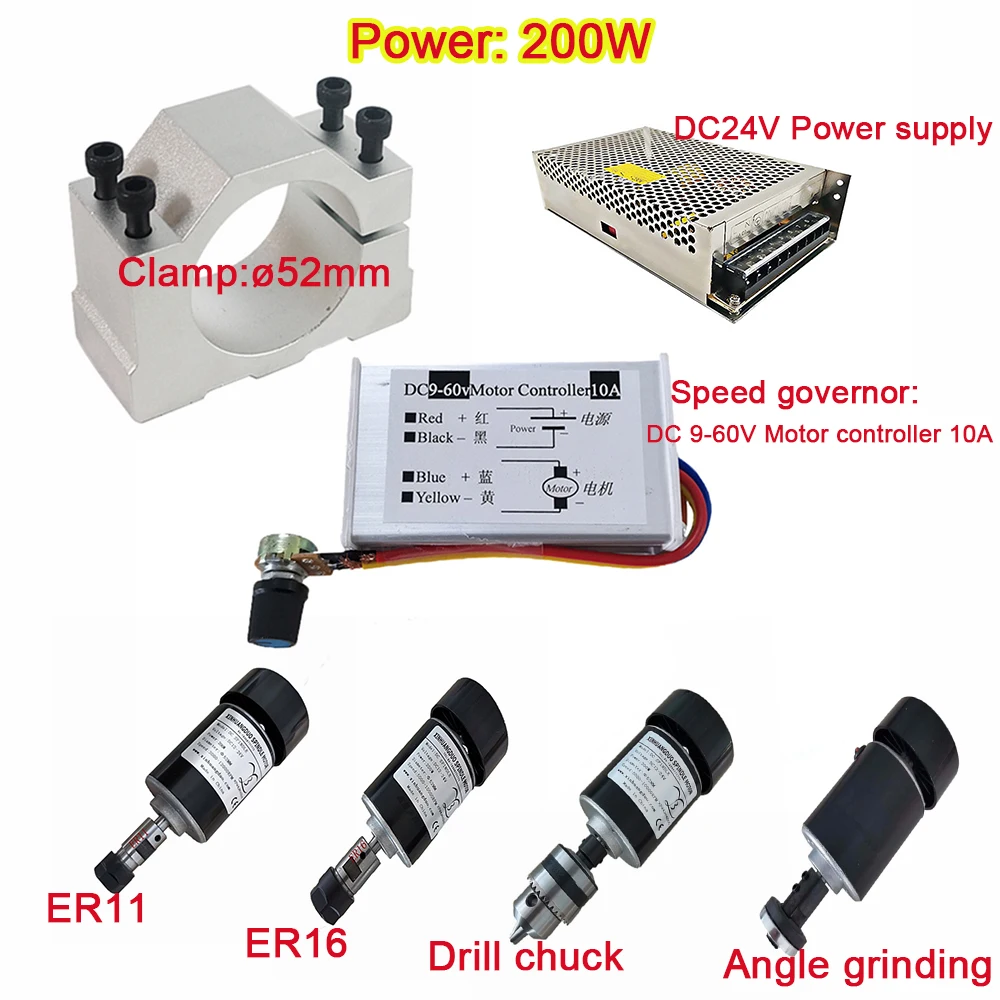 Er11 er16 200w DC Spindel CNC Maschine Router 52mm Klemme Schrittmotor Treiber Strom versorgung für DIY PCB Fräsmaschine