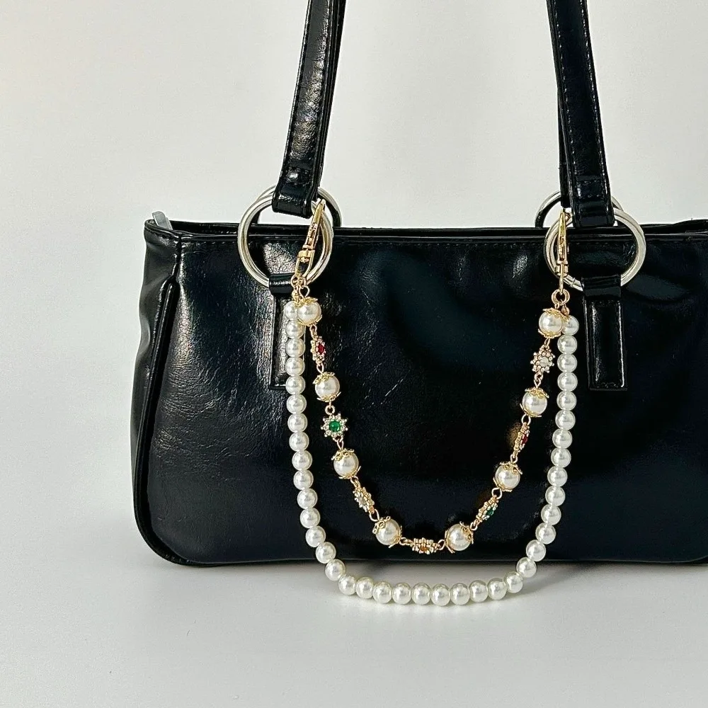 Fashion Pearl Heart Heart Alloy Acrylic Drill Backpack Pendant Keyring Jeans Pants Jewelry Trendy Bag